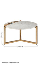 White Marble and Agate Top Round Coffee Table with Brass Iron Legs | Vizzini