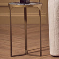Round Polished Blue Agate Side Table with Gold Intersecting Legs | Vizzini