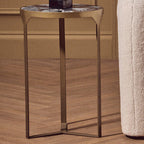 Round Polished Blue Agate Side Table with Gold Intersecting Legs | Vizzini