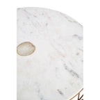 White Marble Top Coffee Table with Agate Inset and Copper Iron Wireframe Base | Vizzini
