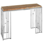 Natural Onyx Stone Top Console Table with Silver Stainless Steel Frame | Relic