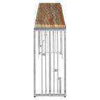 Natural Onyx Stone Top Console Table with Silver Stainless Steel Frame | Relic