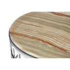 Natural Onyx Stone Top Coffee Table with Silver Stainless Steel Frame | Relic