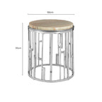 Natural Onyx Stone Top Side Table with Silver Stainless Steel Frame | Relic