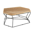 Natural Onyx Stone Top Coffee Table with Black Wireframe Base | Relic