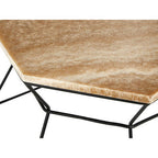 Natural Onyx Stone Top Coffee Table with Black Wireframe Base | Relic