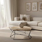 Natural Onyx Stone Top Coffee Table with Black Wireframe Base | Relic