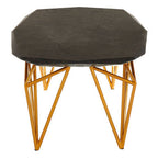 Black Marble Top Coffee Table with Gold Finish Iron Legs | Relic