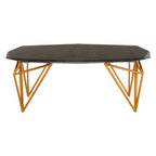 Black Marble Top Coffee Table with Gold Finish Iron Legs | Relic