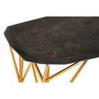 Black Marble Top Coffee Table with Gold Finish Iron Legs | Relic