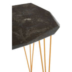 Small Black Marble Top Side Table with Gold Finish Iron Legs, Relic
