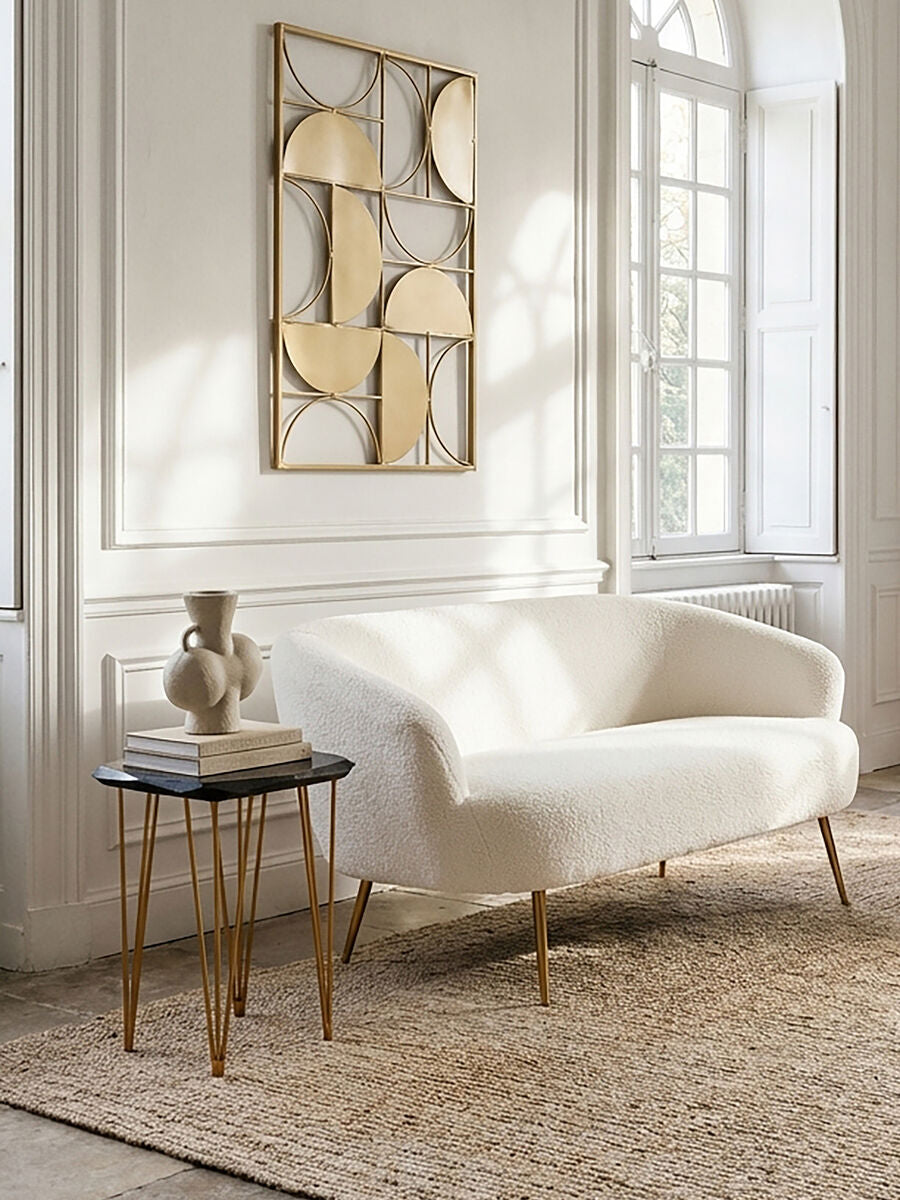 Small Black Marble Top Side Table with Gold Finish Iron Legs, Relic