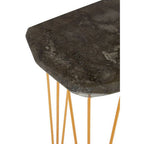 Large Black Marble Top Side Table with Gold Finish Iron Legs | Relic
