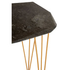 Large Black Marble Top Side Table with Gold Finish Iron Legs | Relic