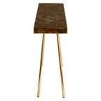 Natural Agate Console Table in Gold Warm Brass Tone Finish | Relic