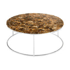 Natural Agate Top Round Coffee Table with Reflective Stainless Steel Base | Relic