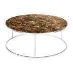 Natural Agate Top Round Coffee Table with Reflective Stainless Steel Base | Relic