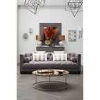 Natural Agate Top Round Coffee Table with Reflective Stainless Steel Base | Relic