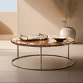Natural Agate Top Round Coffee Table with Reflective Stainless Steel Base | Relic