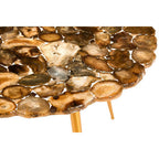 Natural Agate Stone Top Low Side Table with Gold Brass Tone Iron Legs | Relic