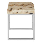 Cheese Stone Round Side Table Rustic Charm Silver Slim Legs | Relic