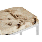 Cheese Stone Round Side Table Rustic Charm Silver Slim Legs | Relic