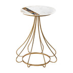 White Marble and Semi-Precious Agate Side Table with Gold Brass Legs, Vizzini