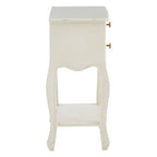 White Wooden 2-Drawer Bedside Table with Brass Finished Handles | Loire
