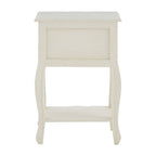 White Wooden 2-Drawer Bedside Table with Brass Finished Handles | Loire