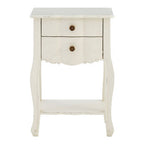 White Wooden 2-Drawer Bedside Table with Brass Finished Handles | Loire