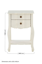 White Wooden 2-Drawer Bedside Table with Brass Finished Handles | Loire
