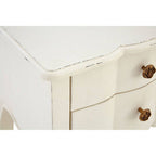 White Wooden 2-Drawer Bedside Table with Brass Finished Handles | Loire