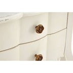 White Wooden 2-Drawer Bedside Table with Brass Finished Handles | Loire