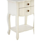 White Wooden 2-Drawer Bedside Table with Brass Finished Handles | Loire