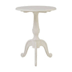 Weathered White Finish Round Bayur Wood Pedestal Table | Loire