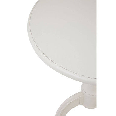 Weathered White Finish Round Bayur Wood Pedestal Table | Loire