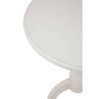 Weathered White Finish Round Bayur Wood Pedestal Table | Loire