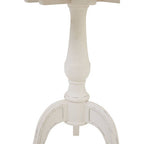 Weathered White Finish Round Bayur Wood Pedestal Table | Loire