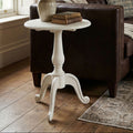 Weathered White Finish Round Bayur Wood Pedestal Table | Loire