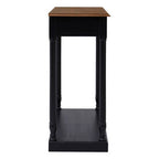 Natural Wooden Top and Black Bayur Wood 1-Drawer Console Table with Brass Handles | Loire