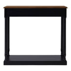 Natural Wooden Top and Black Bayur Wood 1-Drawer Console Table with Brass Handles | Loire
