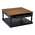 Black and Natural Wooden Coffee Table with 1 Slim Storage Drawer | Loire
