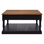 Black and Natural Wooden Coffee Table with 1 Slim Storage Drawer | Loire