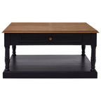 Black and Natural Wooden Coffee Table with 1 Slim Storage Drawer | Loire