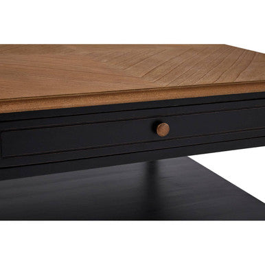 Black and Natural Wooden Coffee Table with 1 Slim Storage Drawer | Loire