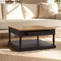 Black and Natural Wooden Coffee Table with 1 Slim Storage Drawer | Loire