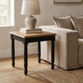 Black Side Table with Textured Bayur Wood and Carved Detail | Loire