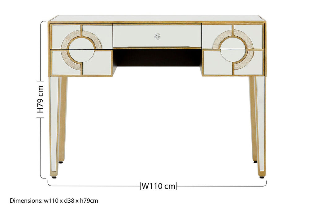 Mirrored Glass Console Table with Five Drawers and Crystal Style Knobs | Knightsbridge