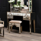Mirrored Glass Console Table with Five Drawers and Crystal Style Knobs | Knightsbridge