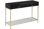 Gloss Black Wooden Cabinet Console Table with 2 Drawers and Gold Metal Frame | Kensington Townhouse